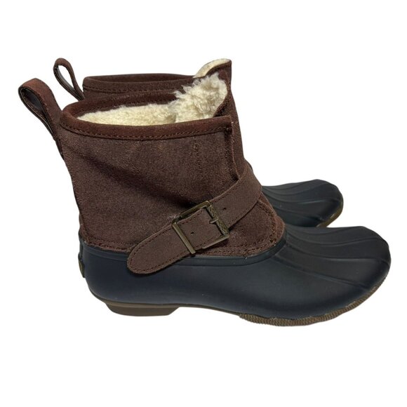 Sperry Top Sider Rip Water Duck Boots Faux Fur Womens 9 Waterproof Blue Rubber - Picture 3 of 16